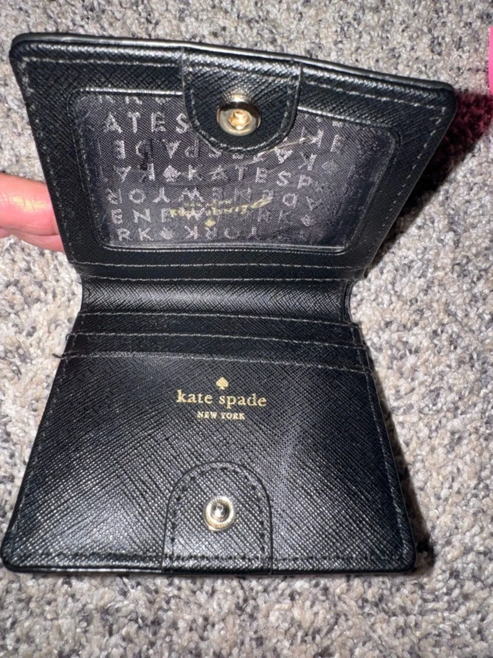 Kate Spade Black Saffiano Leather Wallet Card Holder Zip Coin Pouch